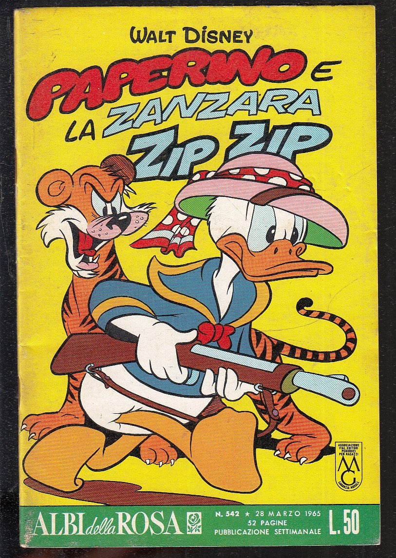 FD- ALBI DELLA ROSA N.542 PAPERINO ZANZARA ZIP -- DISNEY MONDADORI- 1965- S- ZGS