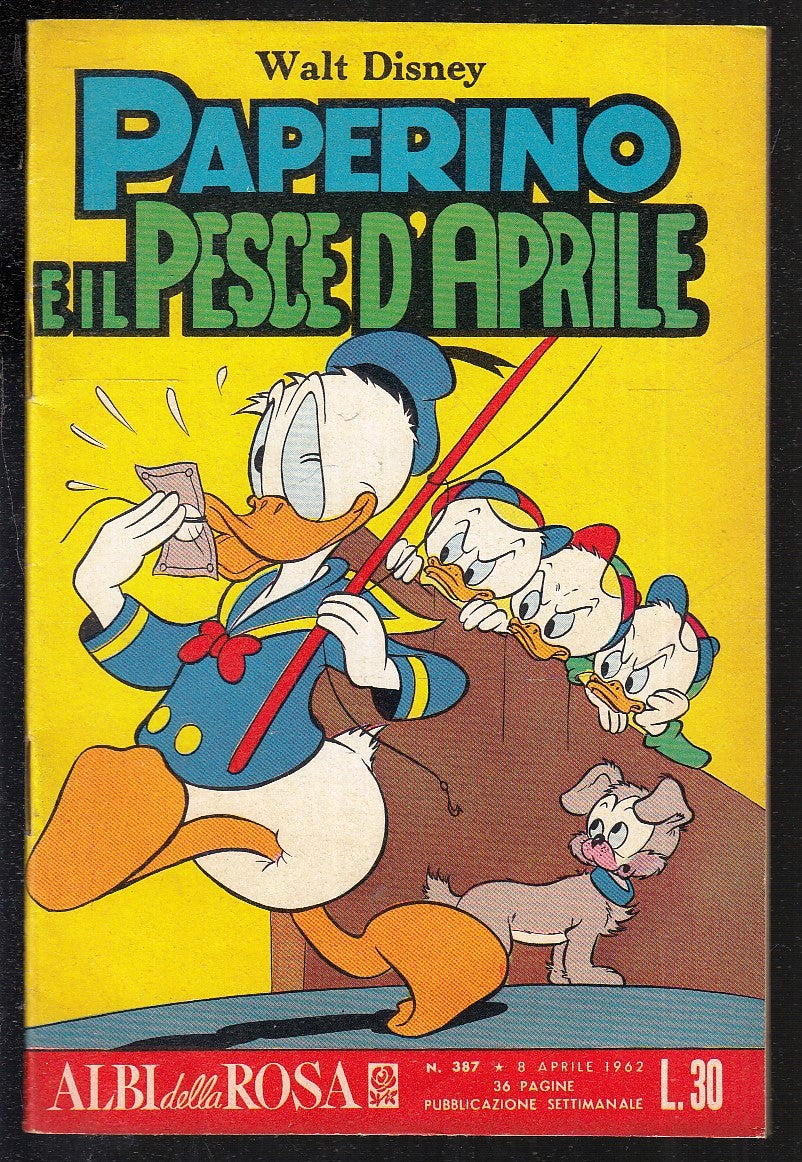 FD- ALBI DELLA ROSA N.387 PAPERINO PESCE D'APRILE- DISNEY MONDADORI- 1962- S-ZGS