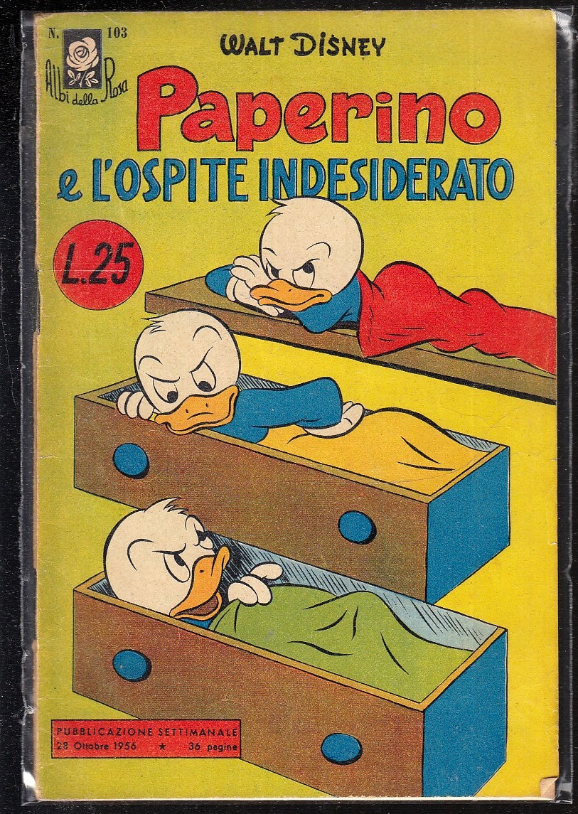 FD- ALBI DELLA ROSA N.103 PAPERINO E L'OSPITE -- DISNEY MONDADORI- 1956- S- ZGS