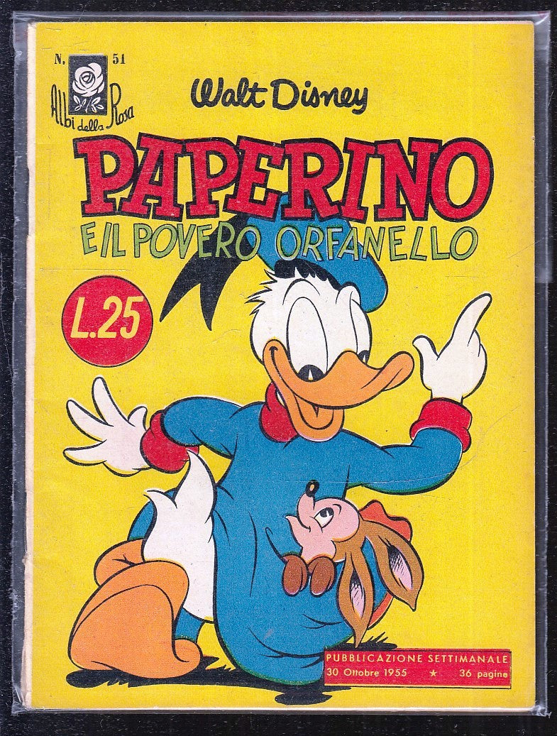 FD- ALBI DELLA ROSA N.51 PAPERINO ORFANELLO -- DISNEY MONDADORI- 1955- S- ZGS