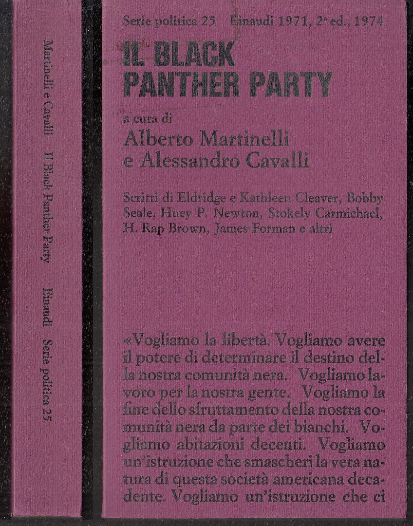 LS- IL BLACK PANTHER PARTY- MARTINELLI- EINAUDI- SERIE POLITICA 25-- 1974- B-XFS