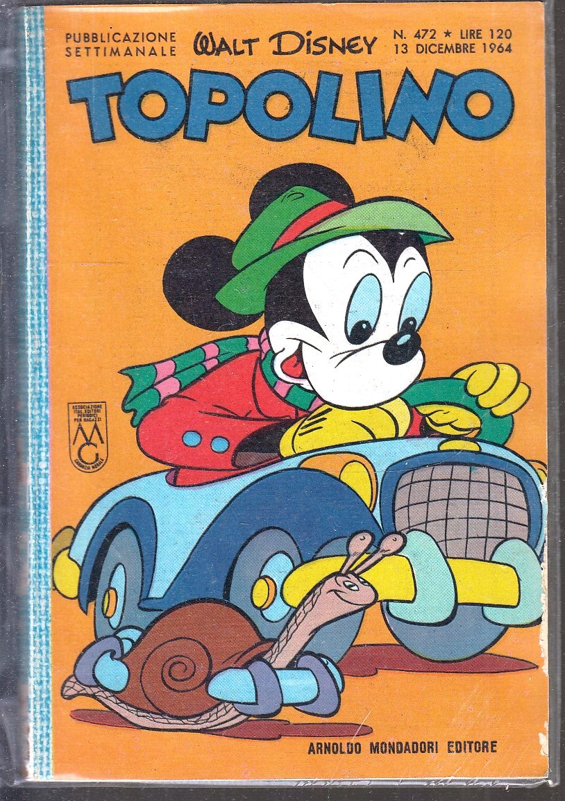 FD- TOPOLINO N.472 SENZA BOLLINO CON CEDOLA -- DISNEY MONDADORI - 1964 - B - GBX