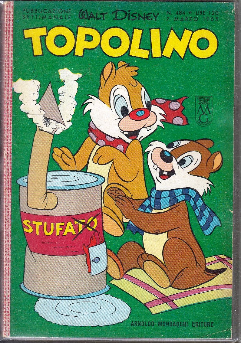 FD- TOPOLINO N.484 SENZA BOLLINO CON CEDOLA -- DISNEY MONDADORI - 1965 - B - GBX