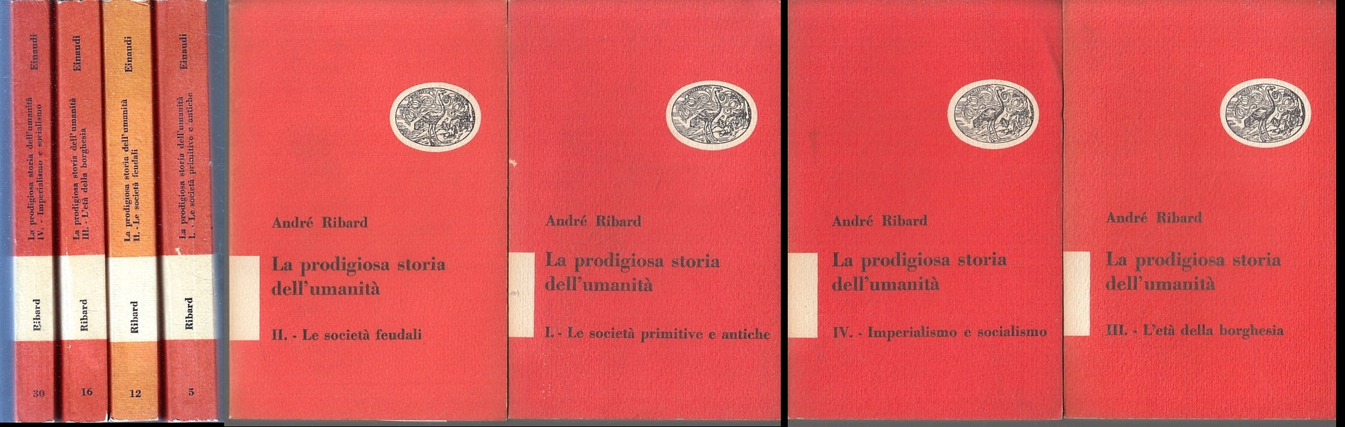LS- LA PRODIGIOSA STORIA DELL'UMANITA' 4 VOLUMI- RIBARD- EINAUDI--- 1953- B- XFS
