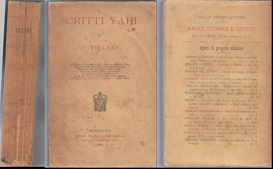 LN- SCRITTI VARI - VILLARI - NICOLA ZANICHELLI --- 1894 - B - XFS