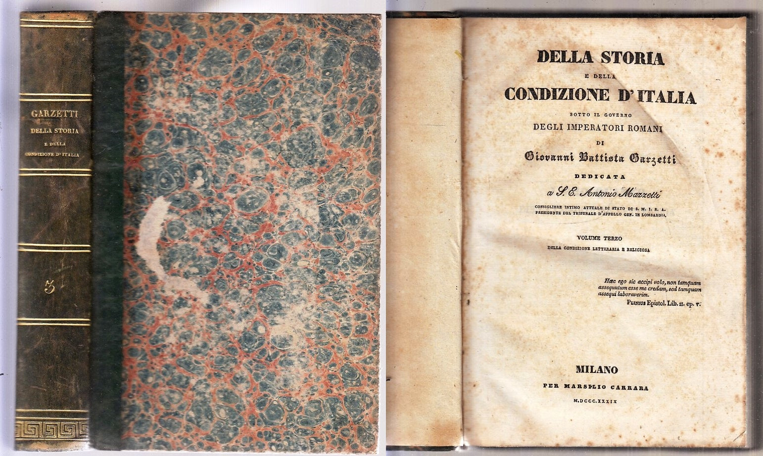 LH- DELLA STORIA E DELLA CONDIZIONE D'ITALIA VOLUME 3 - GARZETTI- 1839 -- XFS145