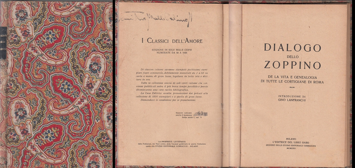 LN- I CLASSICI DELL'AMORE DIALOGO DELLO ZOPPINO -- LIBRO RARO--- 1922- CS- ZFS93