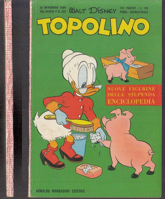 FD- TOPOLINO N.223 CON BOLLINO ECCELLENTE -- DISNEY MONDADORI - 1959 - B - GBX