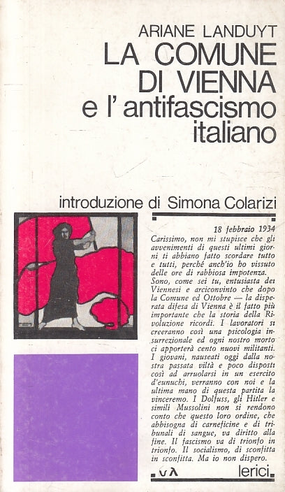 La Comune di Vienna e l'antifascismo italiano - Landuyt - Lerici- 1a ed.- ZFS222
