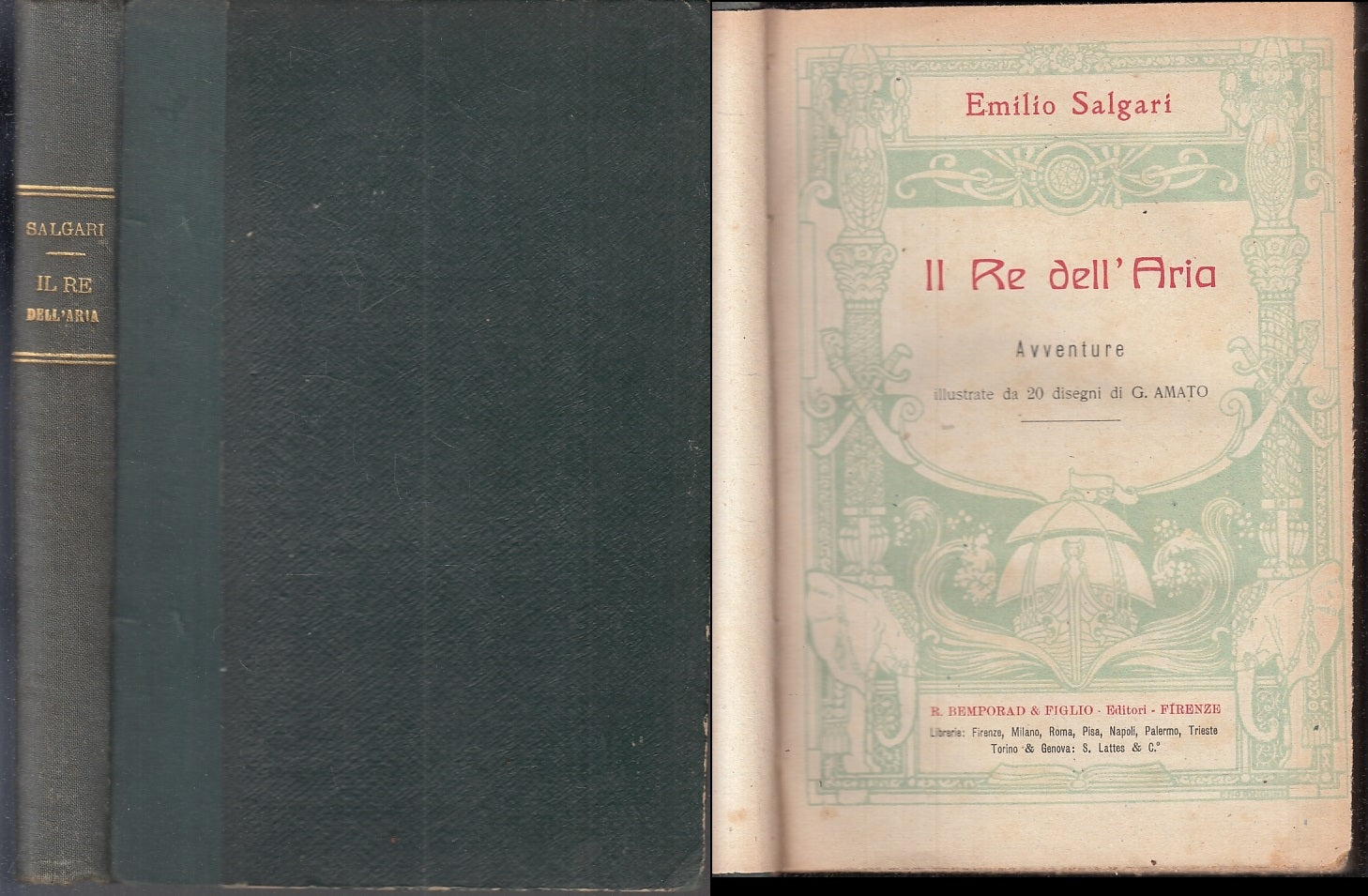 LB- IL RE DELL'ARIA RILEGATO - EMILIO SALGARI - BEMPORAD --- 1921 - C - ZFS325