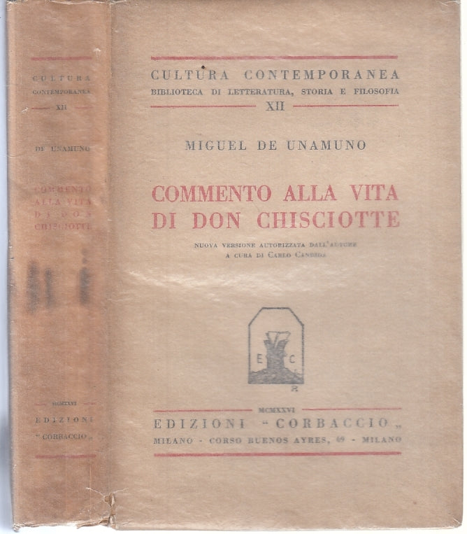 LH- COMMENTO ALLA VITA DI DON CHISCIOTTE DEDICA - DE UNAMUNO ---- 1926- B- XFS66