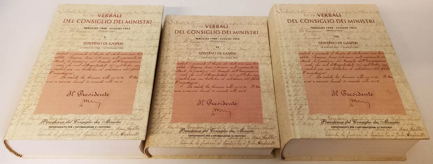 LS- VERBALI DEL CONSIGLIO DEI MINISTRI GOVERNO DE GASPERI I/III 1948/1953CON CD - YFS