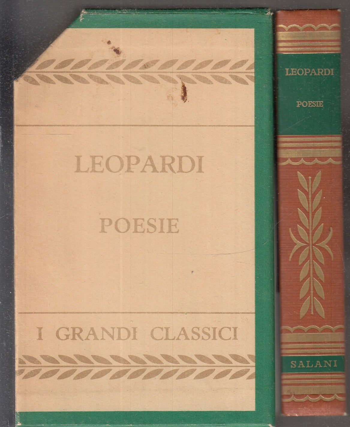 LN- POESIE COFANETTO - GIACOMO LEOPARDI - SALANI- GRANDI CLASSICI-- 1958- C- XFS