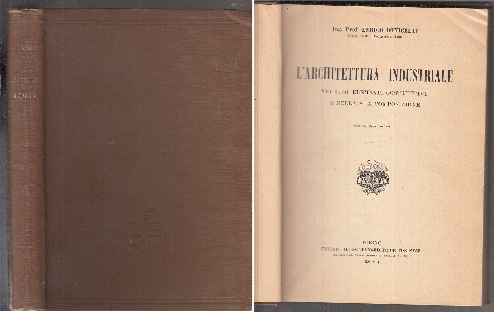 LZ- L'ARCHITETTURA INDUSTRIALE MANUALE - ENRICO BONICELLI - UTET--- 1930- C- XFS