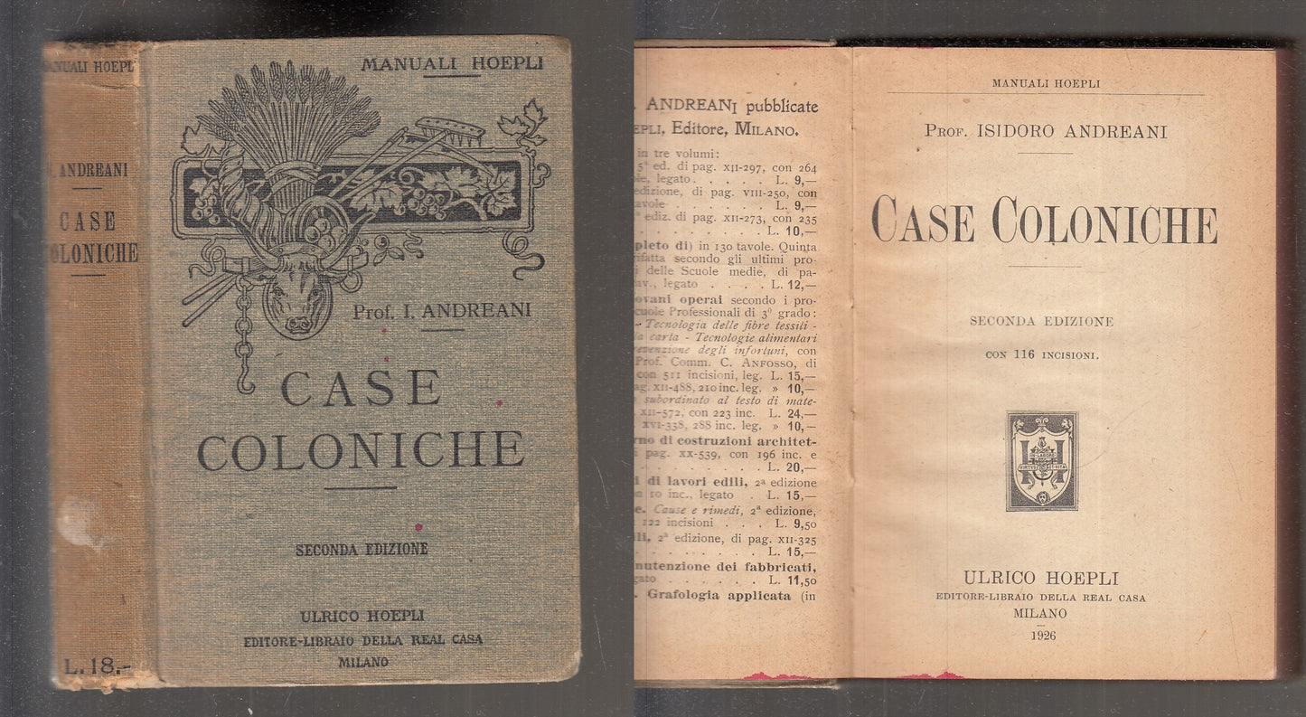 LZ- CASE COLONICHE - ANDREANI - HOEPLI - MANUALI -- 1926 - C - XFS