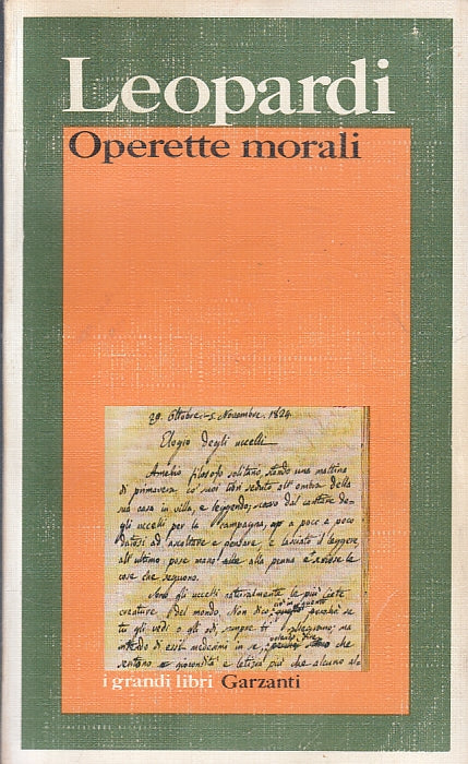 LN- OPERETTE MORALI - LEOPARDI - GARZANTI - I GRANDI LIBRI --- B - XFS