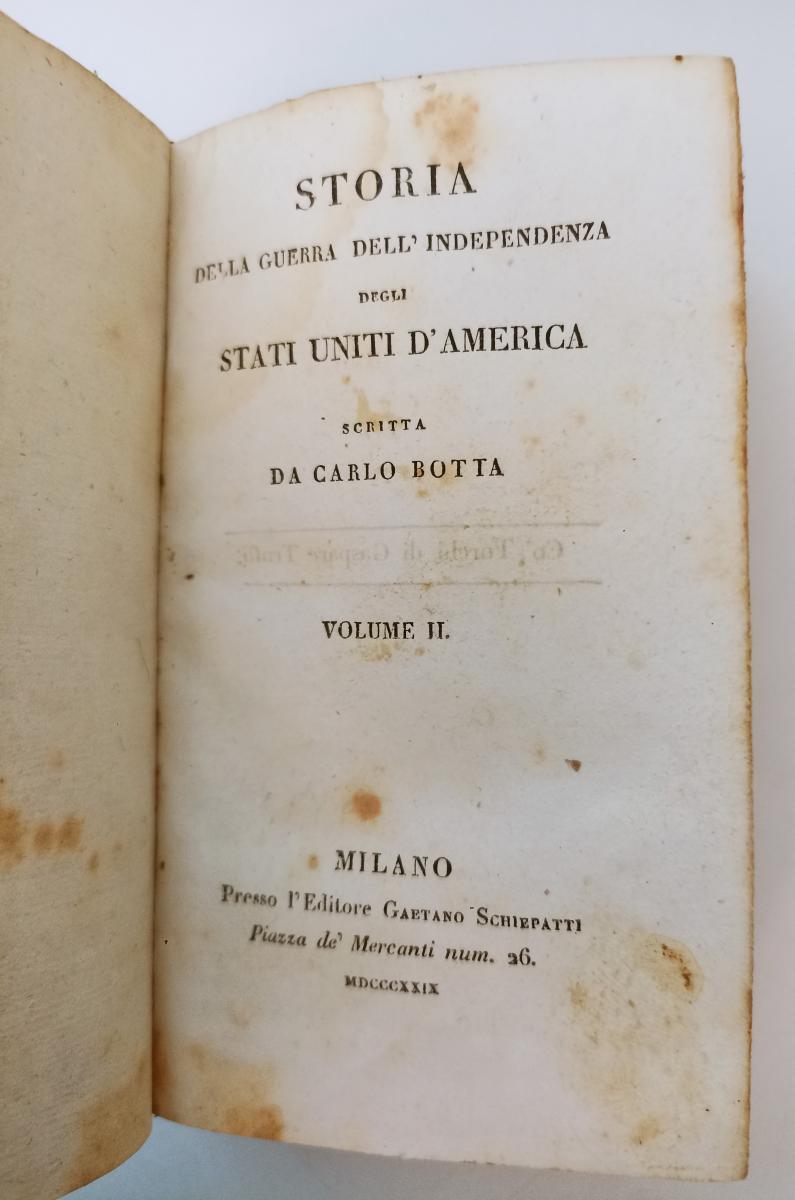 LH- STORIA DELLA GUERRA DEGLI STATI UNITI D'AMERICA II- BOTTA---- 1829- C- XFS53