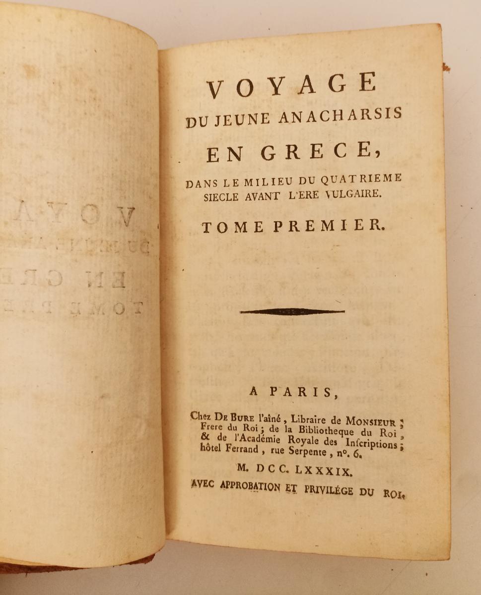 LH- VOYAGE DU JEUNE ANACHARSIS EN GRECE TOME PREMIER ----- 1789 - C - XFS53