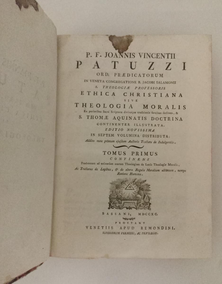 LH- ETHICA CHRISTIANA THEOLOGIA MORALIS TOMI I/II - PATUZZI ---- 1790- C- XFS84