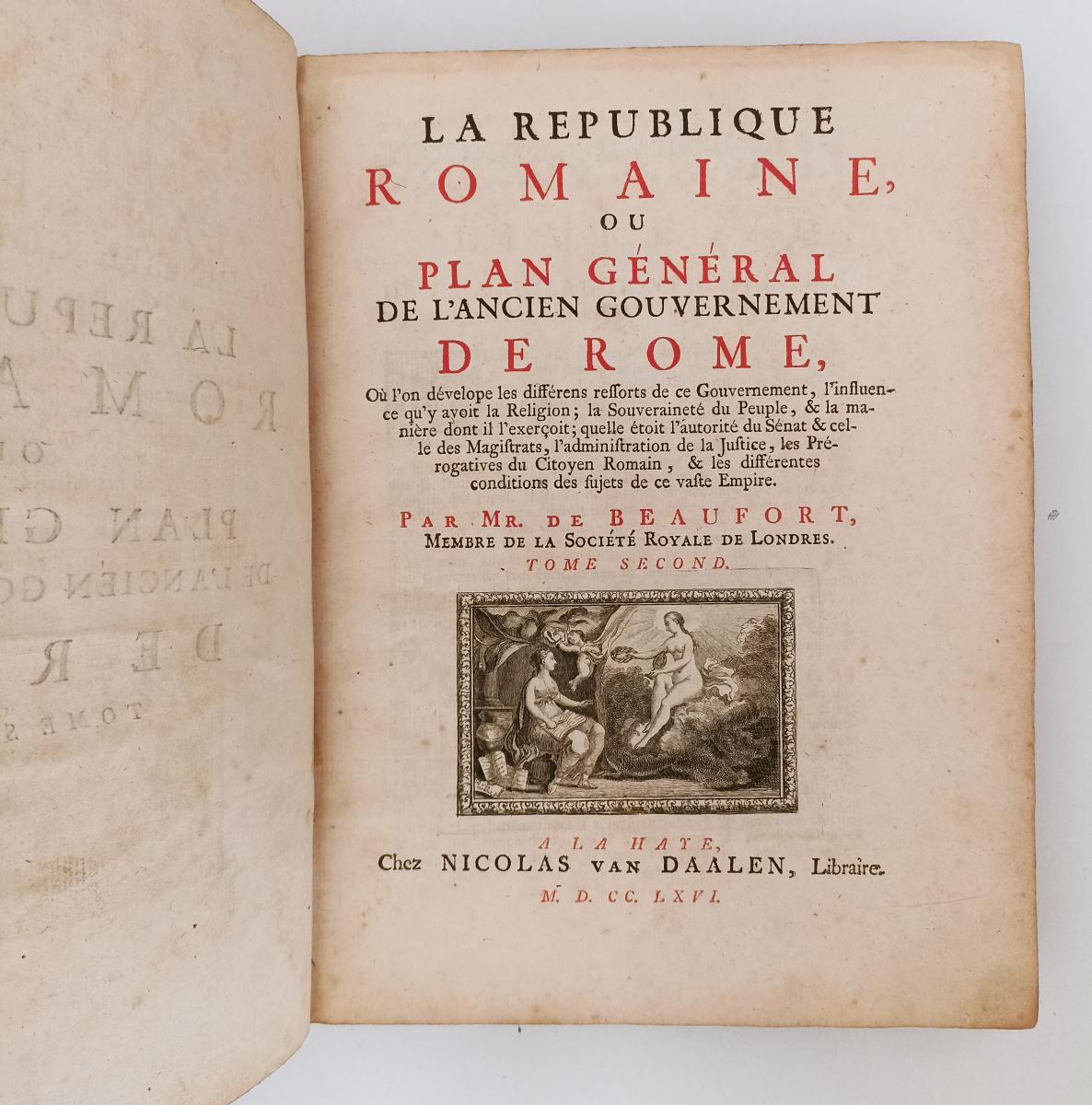 LH- LA REPUBLIQUE ROMAINE TOME SECOND SETTECENTINA- BEAUFORT---- 1766- C- XFS84