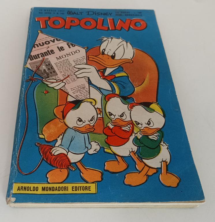 FD- TOPOLINO LIBRETTO N.163 CON BOLLINO ORIGINALE- DISNEY MONDADORI- 1957- B-C23