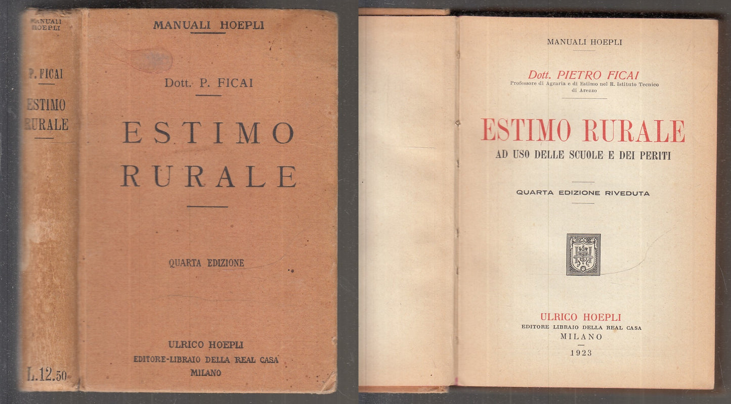 LZ- ESTIMO RURALE SCUOLE E DEI PRETI - FICAI - HOEPLI - MANUALI -- 1923 - C- XFS