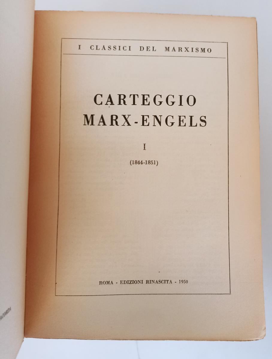 LS- CARTEGGIO MARX ENGELS 6 VOLUMI- RINASCITA- CLASSICI MARXISMO- 1950- B-BLCP16