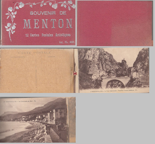 CV- SOUVENIR MENTON 12 CARTES POSTALES ARTISTIQUES CARTOLINE VINTAGE - ZFS394