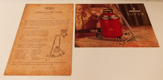 CP- OPUSCOLO PUBBLICITARIO PIEGHEVOLE LOTTO 2 PEZZI ASPIRAPOLVERE SIEMENS-RVSa91
