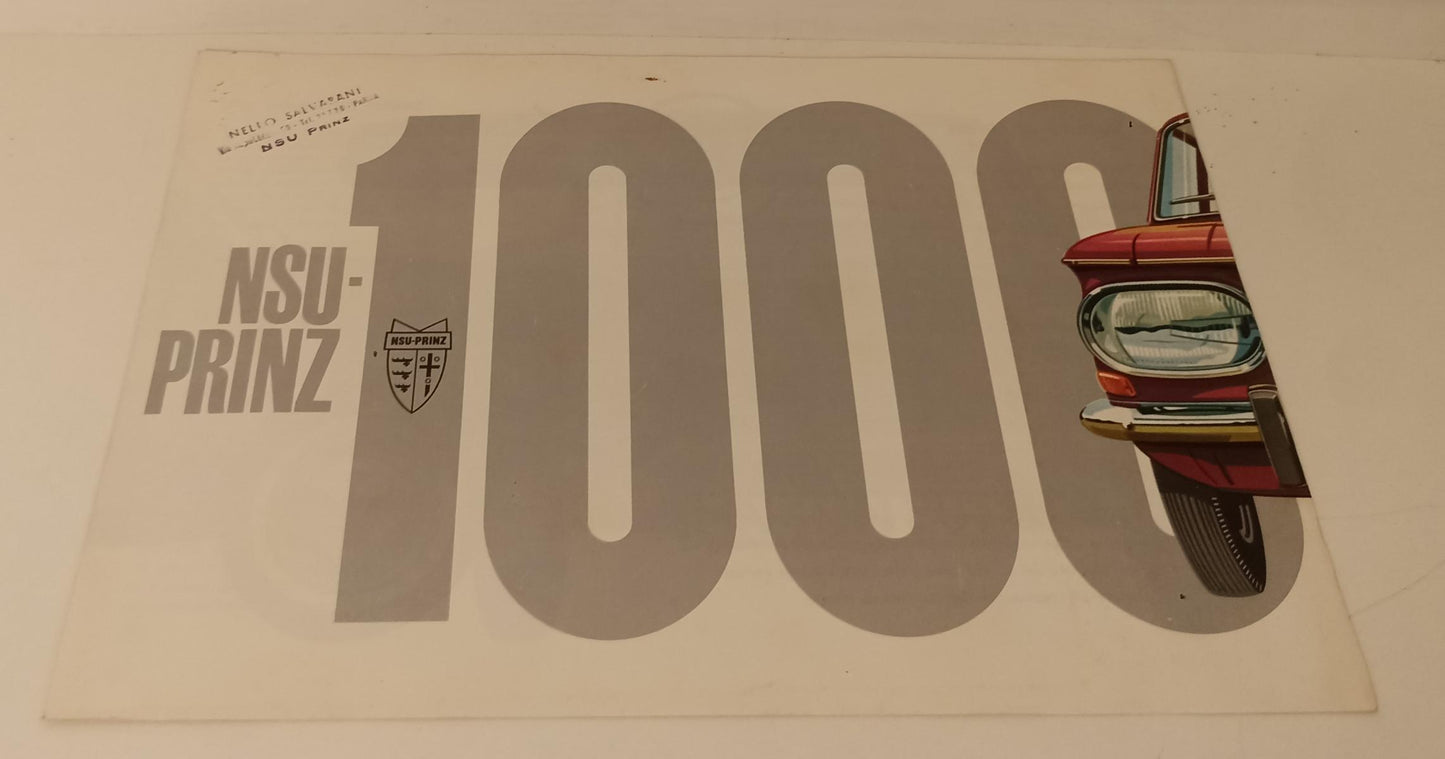 CP- OPUSCOLO PUBBLICITARIO PIEGHEVOLE AUTOMOBILE NSU PRINZ MILLE - RVSa93