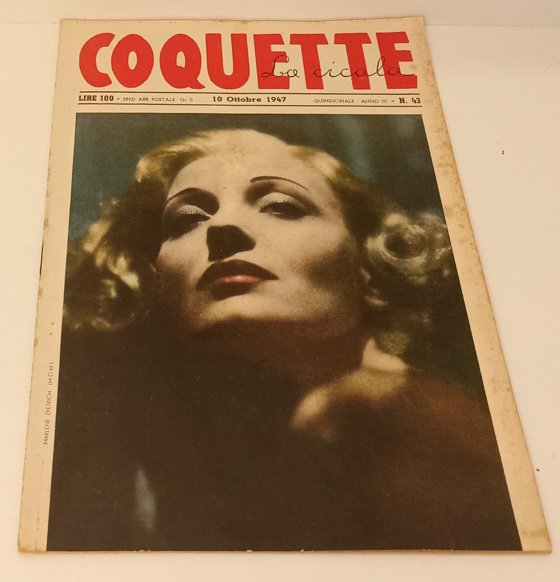 LX- RIVISTA COQUETTE LA CICALA ANNO III N.43 MARLENE DIETRICH - RVSa105