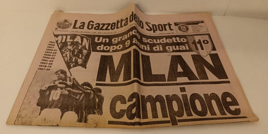 LC- QUOTIDIANO GAZZETTA SPORT 16 MAGGIO 1988 MILAN CAMPIONE SCUDETTO 11- RVSa102