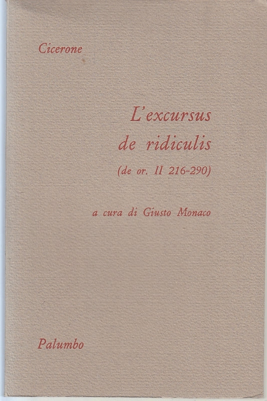 LN- L'EXCURSUS DE RIDICULIS (de or. II) - CICERONE - PALUMBO --- 1974- B- ZFS527