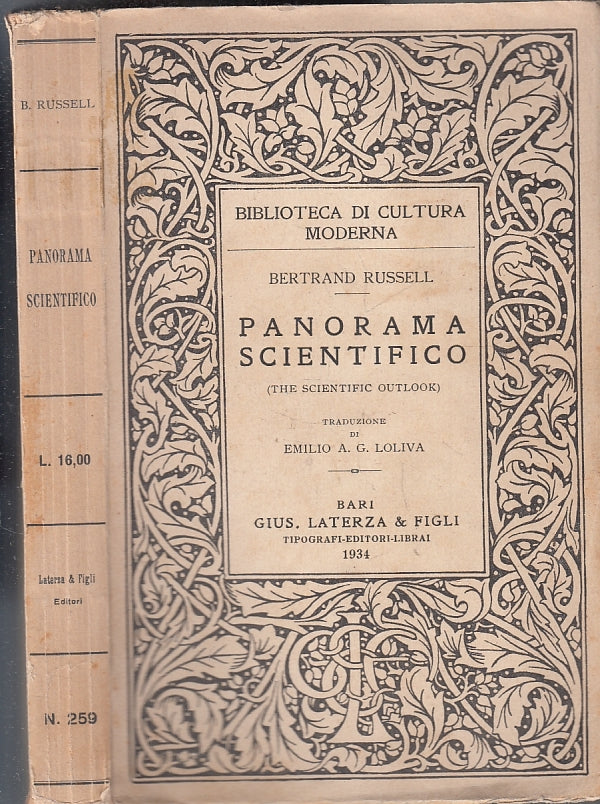 LS- PANORAMA SCIENTIFICO - RUSSELL - LATERZA - CULTURA MODERNA -- 1934 - B - XFS