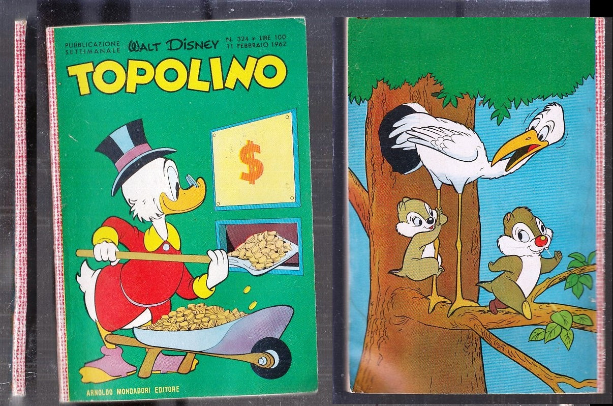 FD- TOPOLINO N.324 CON BOLLINO E FIGURINE -- DISNEY MONDADORI - 1962 - B - Q23