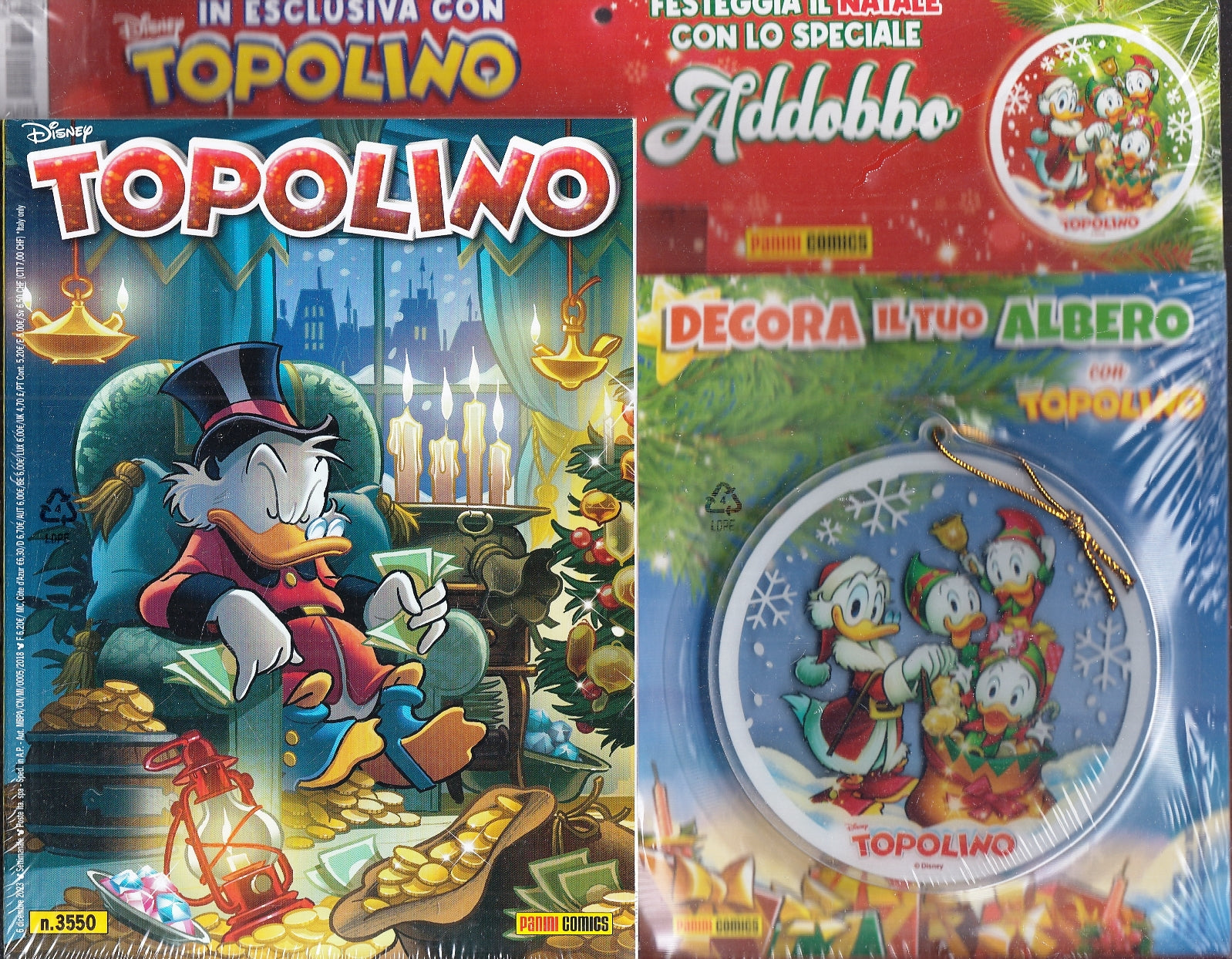 FD- TOPOLINO N.3550 + ADDOBBO NATALE BLISTERATO -- PANINI DISNEY - 2023 - B- A24