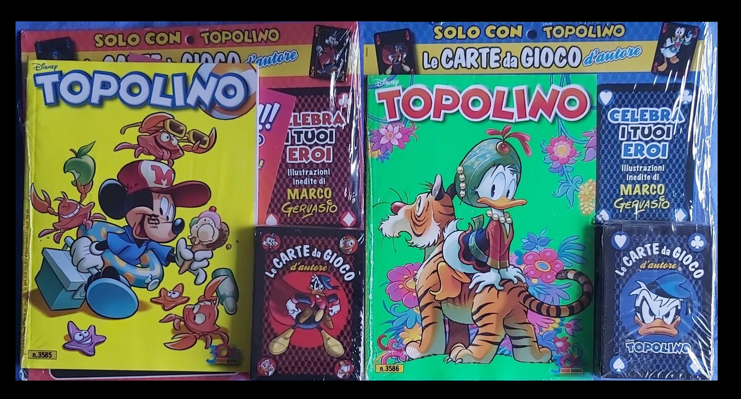 FD- TOPOLINO 3585 3586 CARTE D'AUTORE GIOCO PARCO GERVASIO - PANINI BLISTERATI