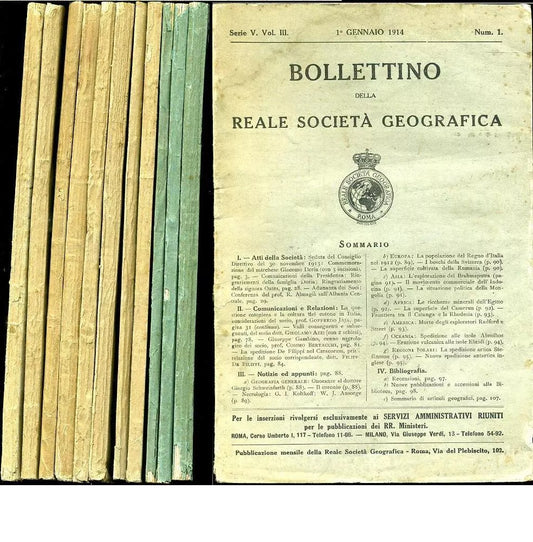 LR- BOLLETTINO REALE SOCIETA' GEOGRAFICA 1/12 ANNATA Q. COMPLETA- 1914- B-YFS976