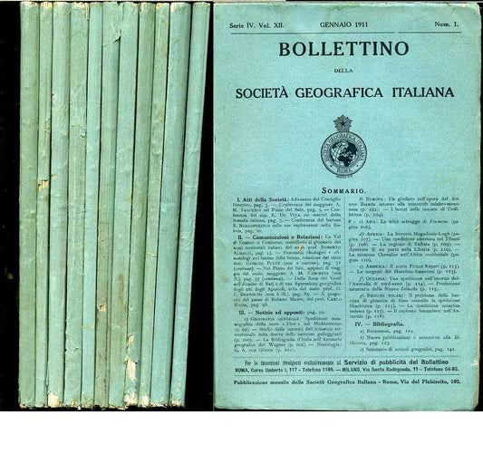 LR- BOLLETTINO REALE SOCIETA' GEOGRAFICA 1/12 ANNATA Q. COMPLETA- 1911- B-YFS976