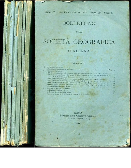 LR- BOLLETTINO REALE SOCIETA' GEOGRAFICA 1/11 ANNATA Q. COMPLETA- 1881- B-YFS976