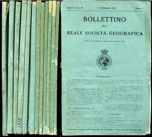 LR- BOLLETTINO REALE SOCIETA' GEOGRAFICA 1/12 ANNATA COMPLETA - 1915 - B- YFS975