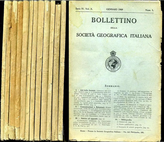 LR- BOLLETTINO REALE SOCIETA' GEOGRAFICA 1/12 ANNATA COMPLETA - 1909 - B- YFS975