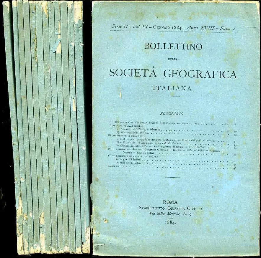 LR- BOLLETTINO REALE SOCIETA' GEOGRAFICA 1/12 ANNATA COMPLETA - 1884 - B- YFS975