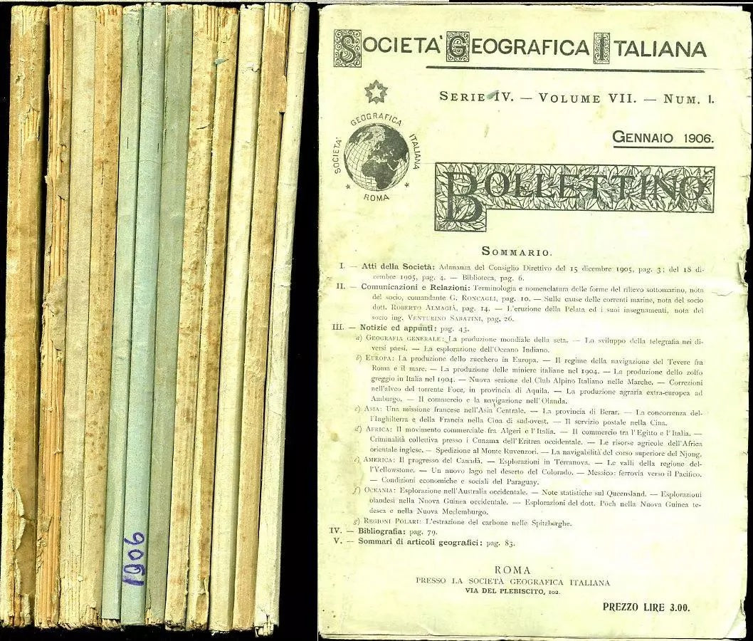 LR- BOLLETTINO REALE SOCIETA' GEOGRAFICA 1/12 ANNATA COMPLETA - 1906 - B- YFS974