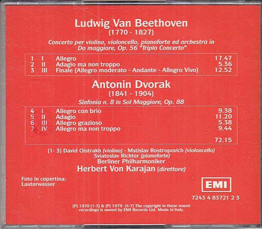 MCD- CD BEETHOVEN TRIPLO CONCERTO DVORAK SINFONIA 8 PHILHARMONIKER EMI - ZCD4