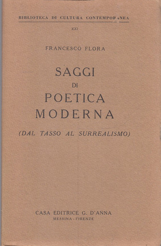 LS- SAGGI DI POETICA MODERNA TASSO - FRANCESCO FLORA - D'ANNA--- 1976- B- ZFS187