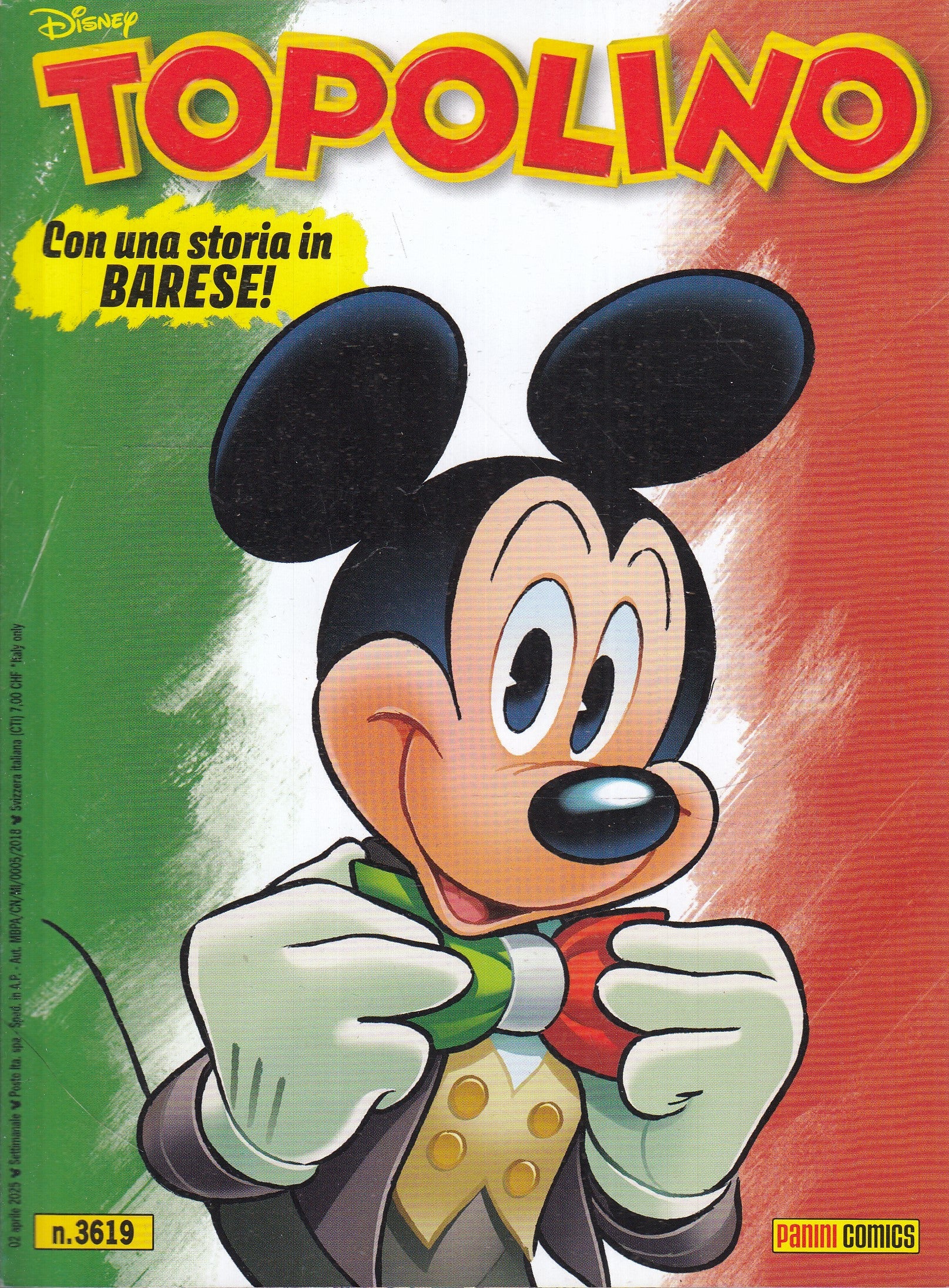 FD- TOPOLINO N.3619 STORIA IN DIALETTO BARESE - PANINI DISNEY - 2025 - B - D25
