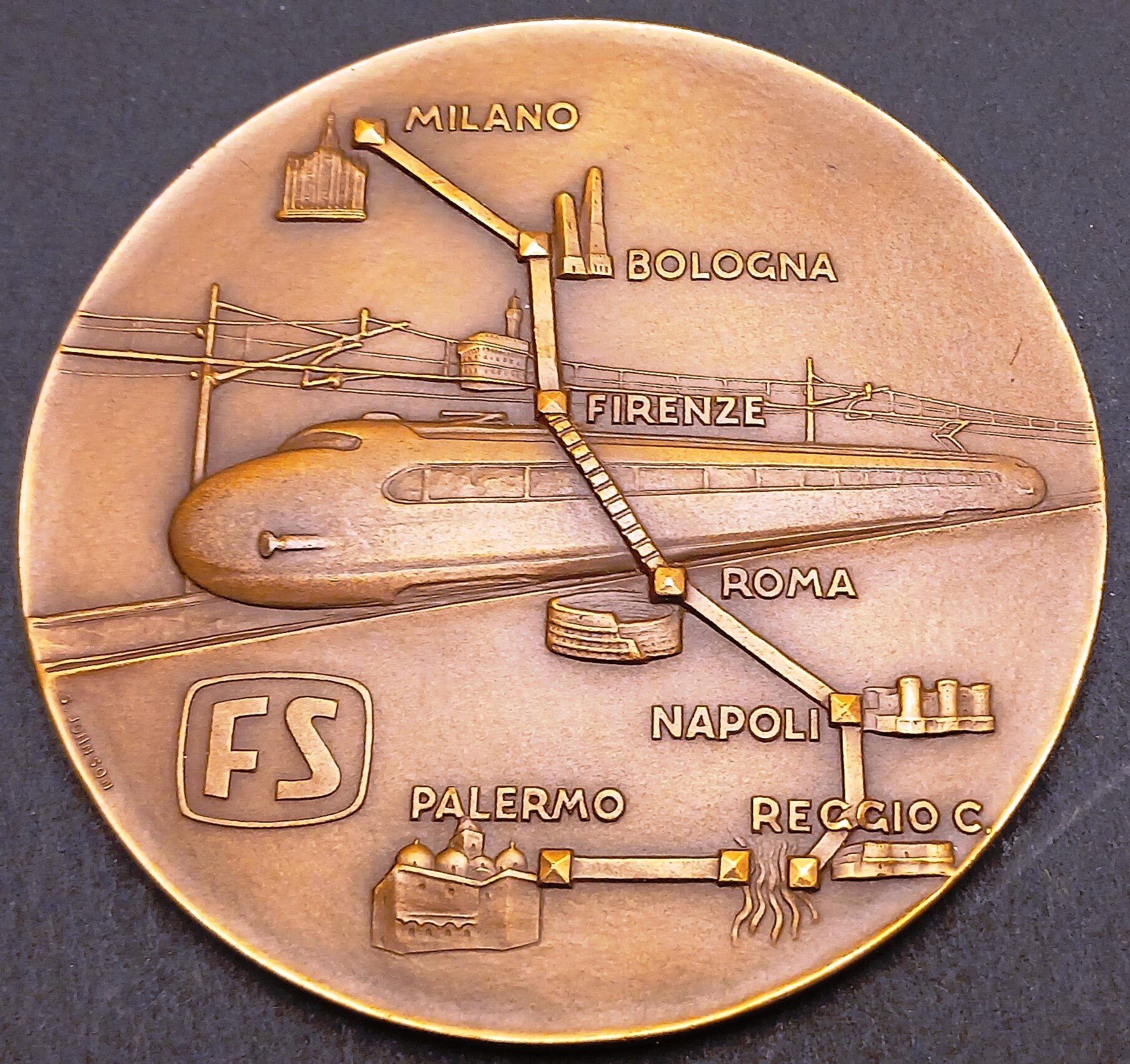 CB- MEDAGLIA INIZIO LAVORI DIRETTISSIMA FIRENZE - ROMA - 25 GIUGNO 1970 - GTTS33