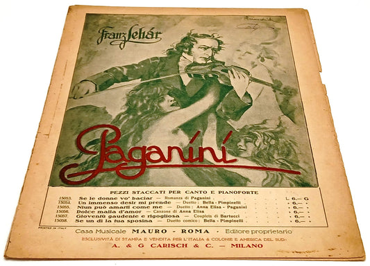 CV- SPARTITO FRANZ LEHAR - PAGANINI - CASA MUSICALE MAURO 1925 CARISCH - RVSh65