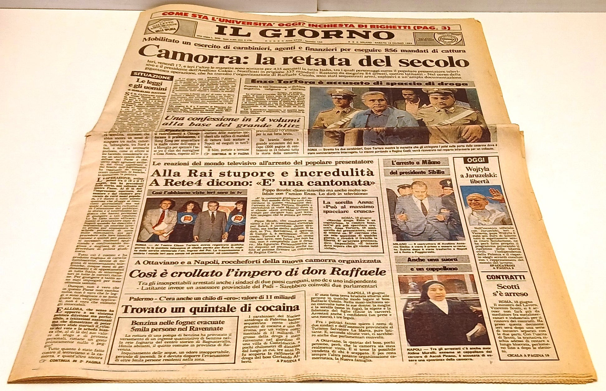 LR- QUOTIDIANO IL GIORNO SABATO 18 GIUGNO 1983 CAMORRA ENZO TORTORA - RVSh31